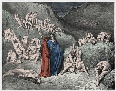 Inferno, Canto 29: The falsifiers and forgers tormented with itching (illustration from The Divine Comedy) by Gustave after Dore